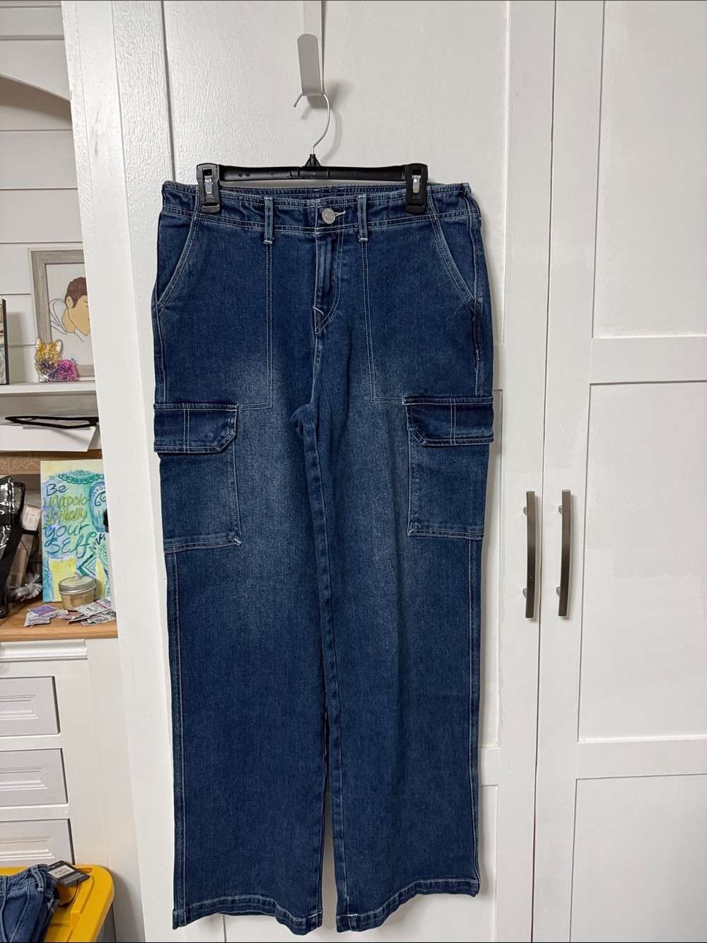 True Religion Medium Blaze Wash Denim Cargo Jeans - Blue